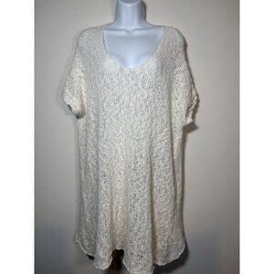 FREE PEOPLE Winter White Cream Cotton Dress Oversized Sweater Short sleeve XS